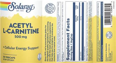 Acetyl L-Carnitine 500 mg label