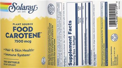 Food Carotene 7500 mcg label