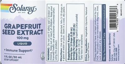 Grapefruit Seed Extract 100 mg label