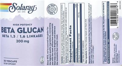 High Potency Beta Glucan 200 mg label