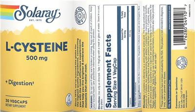 L-Cysteine 500 mg label