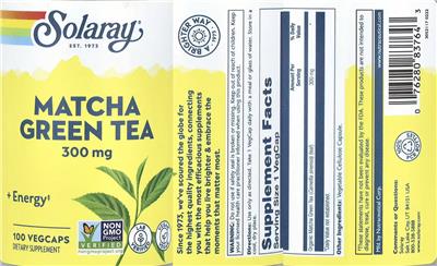 Matcha Green Tea 300 mg label