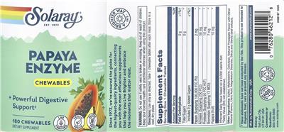 Papaya Enzyme Chewables Natural Pineapple Flavor label