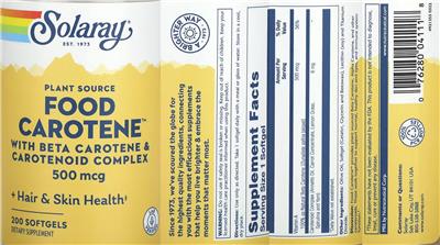Food Carotene 500 mcg label