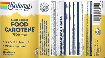 Food Carotene 7500 mcg label