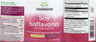 Soy Isoflavones 750 mg label