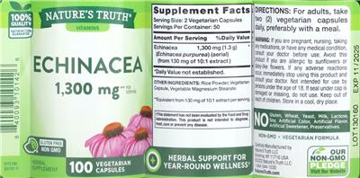 Echinacea 1,300 mg label