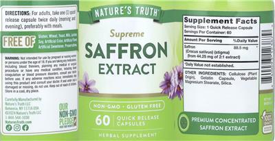 Supreme Saffron Extract label
