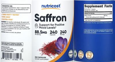 Saffron 88.5 mg label