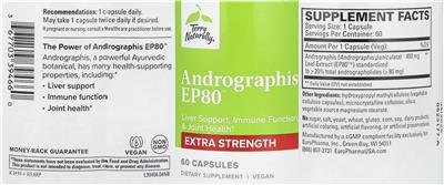Andrographis EP80 Extra Strength label