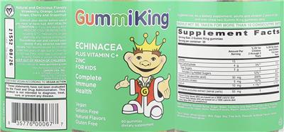 Echinacea Plus Vitamin C + Zinc For Kids label