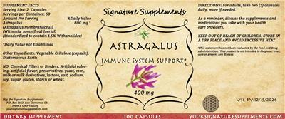 Astragalus 400 mg label