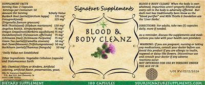 Blood & Body Cleanse label