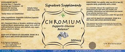 Chromium 500 mcg label