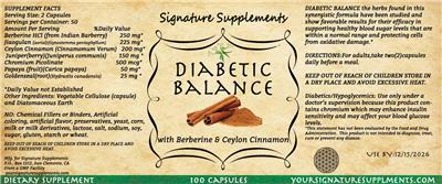 Diabetic Balance label