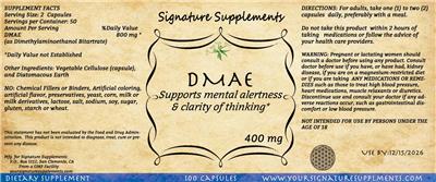 DMAE 400 mg label