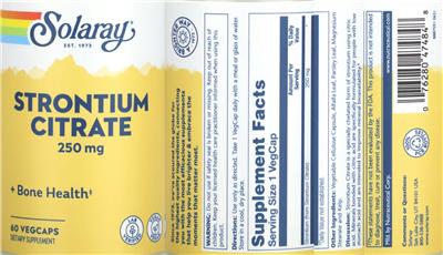 Strontium Citrate 250 mg label