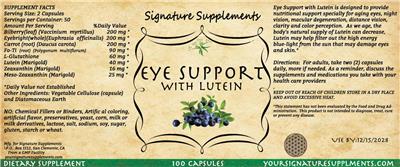Eye Support with Lutein label