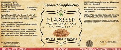 Flaxseed 400 mg label
