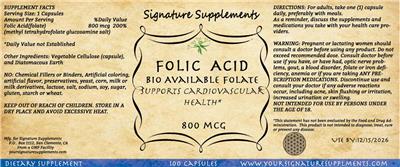 Folic Acid 800 mcg label