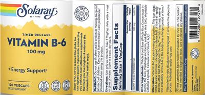 Vitamin B-6 100 mg Timed Release label