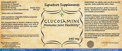 Glucosamine 440 mg label