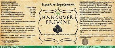 Hangover Prevent label
