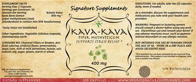 Kava-Kava 400 mg label
