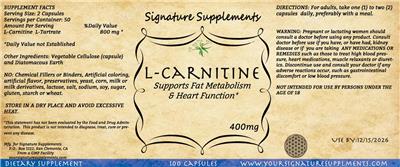 L-Carnitine 400 mg label