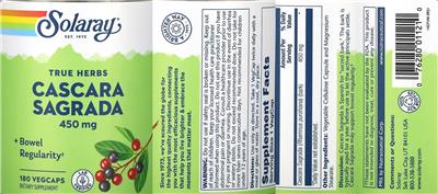 Cascara Sagrada 450 mg label