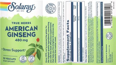 American Ginseng 480 mg label