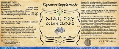 Mag Oxy Colon Cleanz label