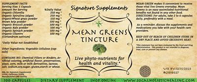 Mean Greens Tincture label