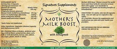 Mother's Milk Boost label