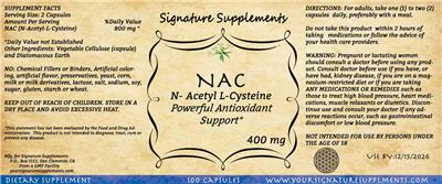 NAC 400 mg label