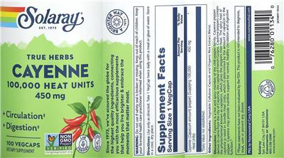 Cayenne 450 mg label