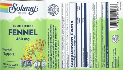 Fennel 450 mg label