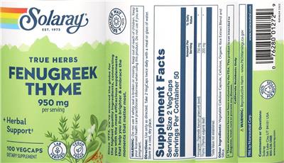 Fenugreek Thyme 950 mg label