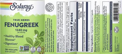 Fenugreek 1240 mg label