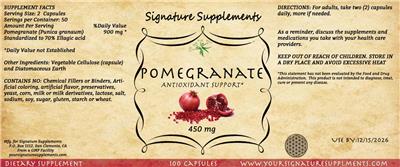 Pomegranate 450 mg label