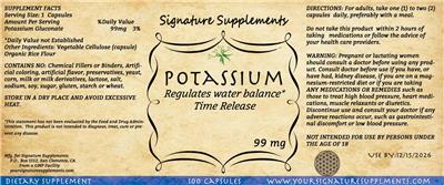 Potassium 99 mg label
