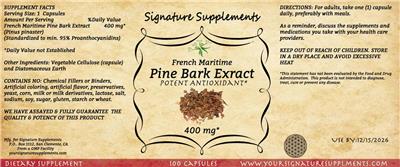 French Maritime Pine Bark Extract 400 mg label