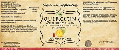 Quercetin with Bromelain label