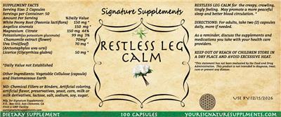 Restless Leg Calm label
