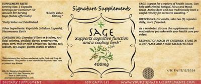 Sage 400 mg label