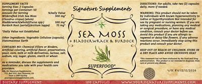 Sea Moss label