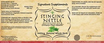 Stinging Nettle 440 mg label
