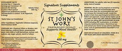 St John's Wort 400 mg label