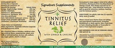 Tinnitus Relief label