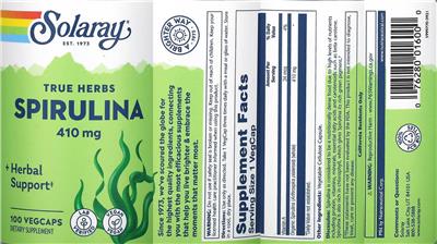 Spirulina 410 mg label